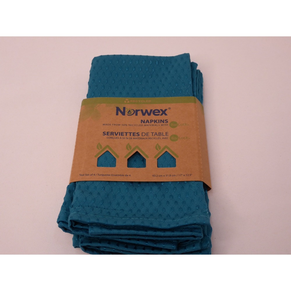Norwex Napkins with BacLock Teal Pack of 4 New in Package